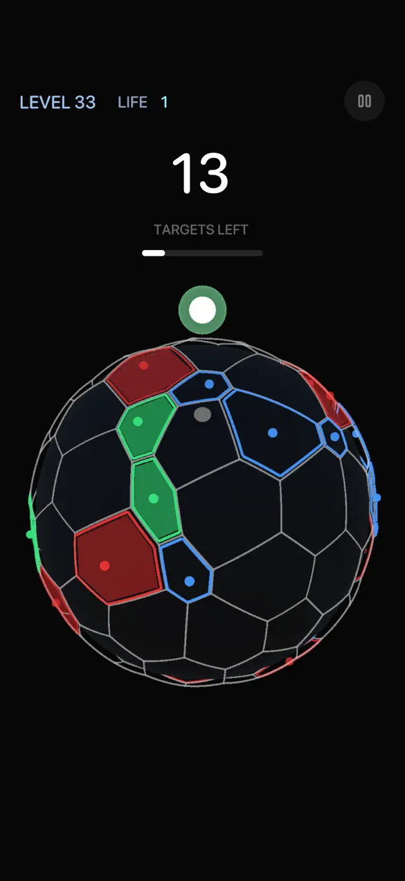 HexaBounce gameplay rotating the sphere on iPhone