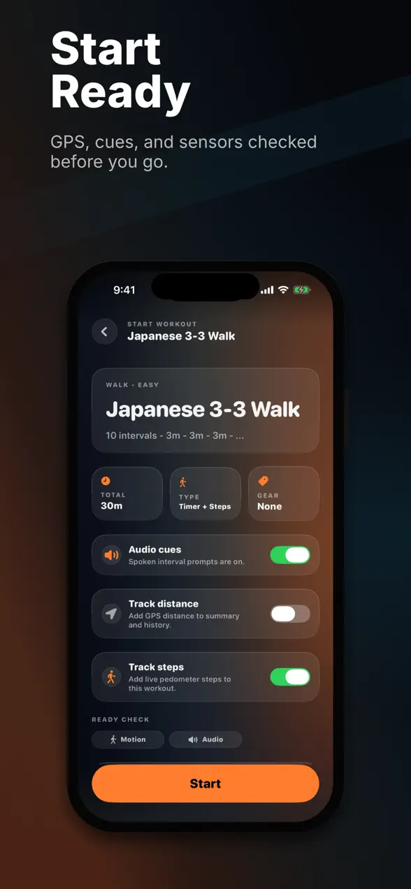 Tempo workout builder with interval groups on iPhone