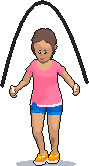The character jumping rope in a pink top