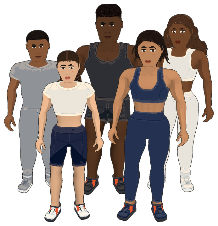 The same five, transparent cut-out