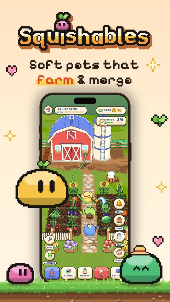 Soft pets that farm and merge