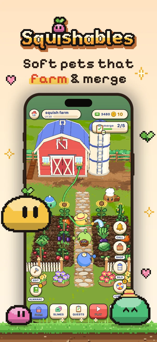 Soft pets that farm and merge