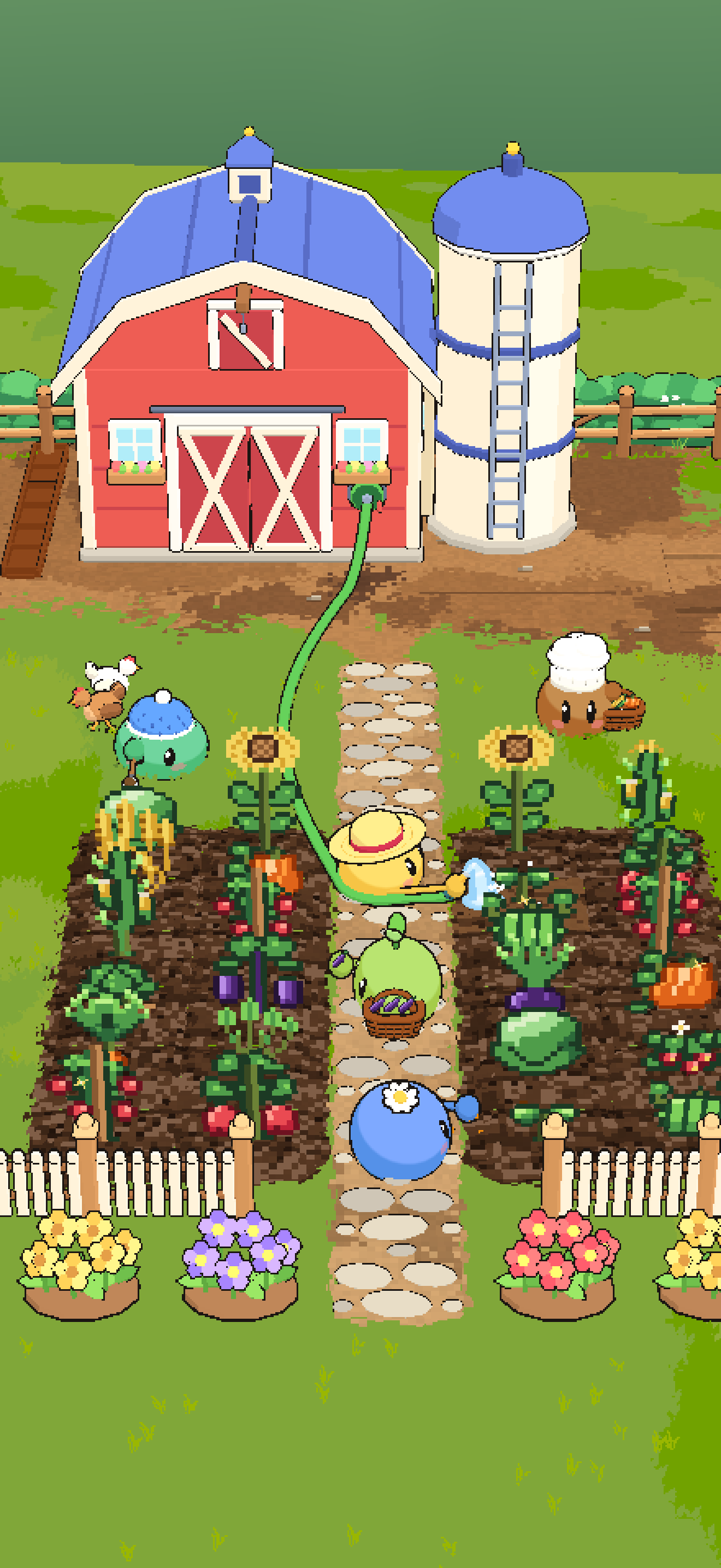 The crew at work in the beds