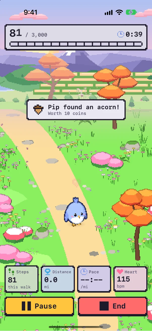 Walking with Pip along the countryside path; Pip found an acorn