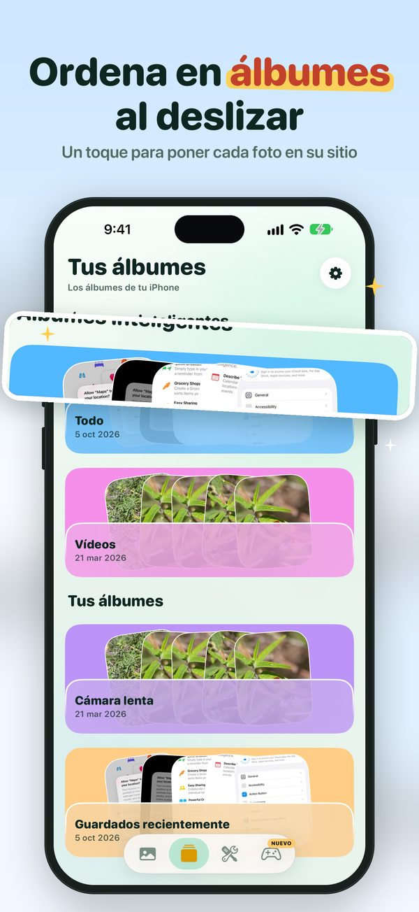 Ordena en álbumes mientras deslizas