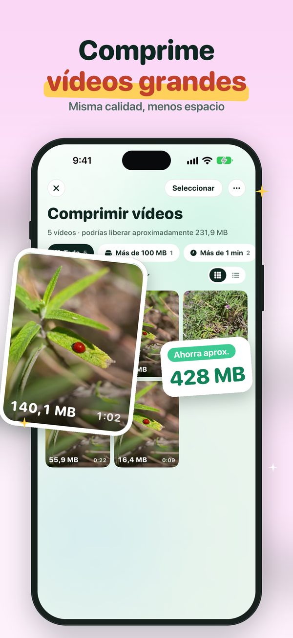 Comprime vídeos grandes