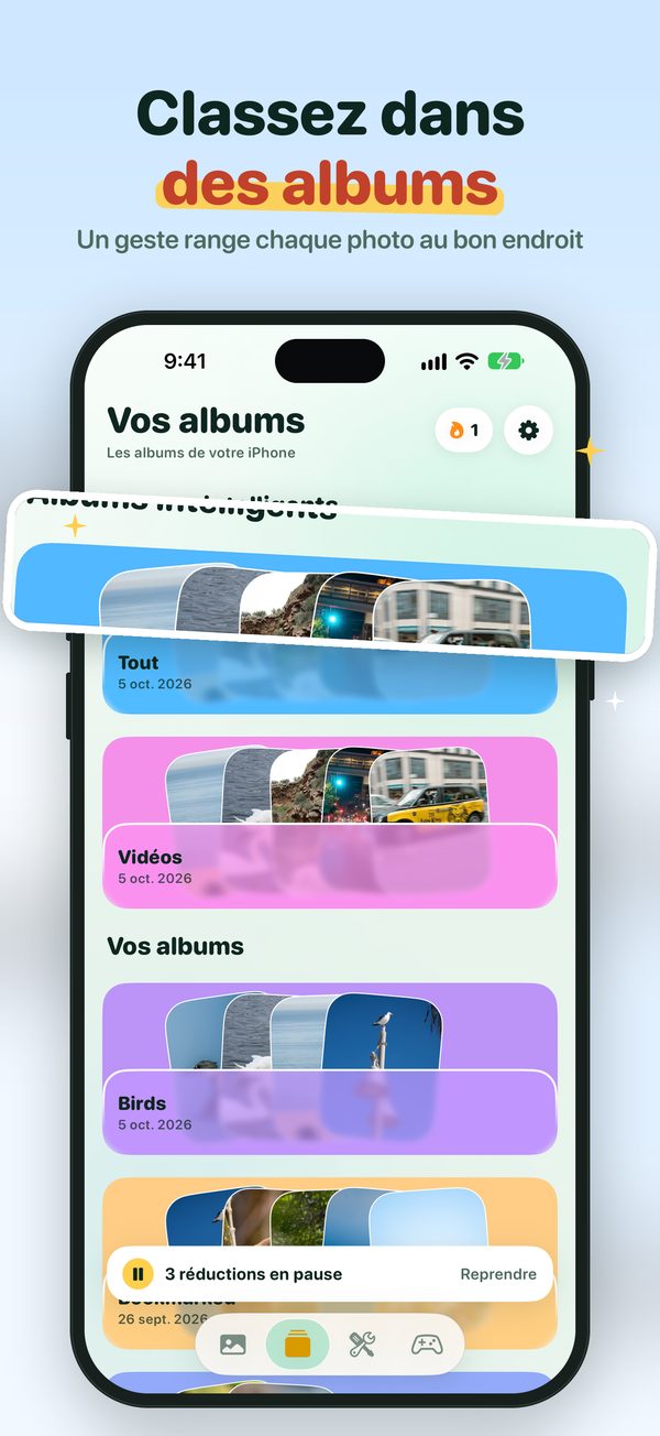 Classez dans des albums pendant le balayage