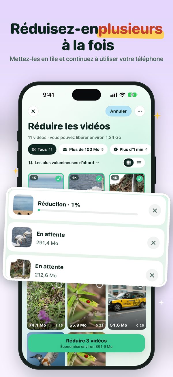 Réduisez plusieurs vidéos à la fois